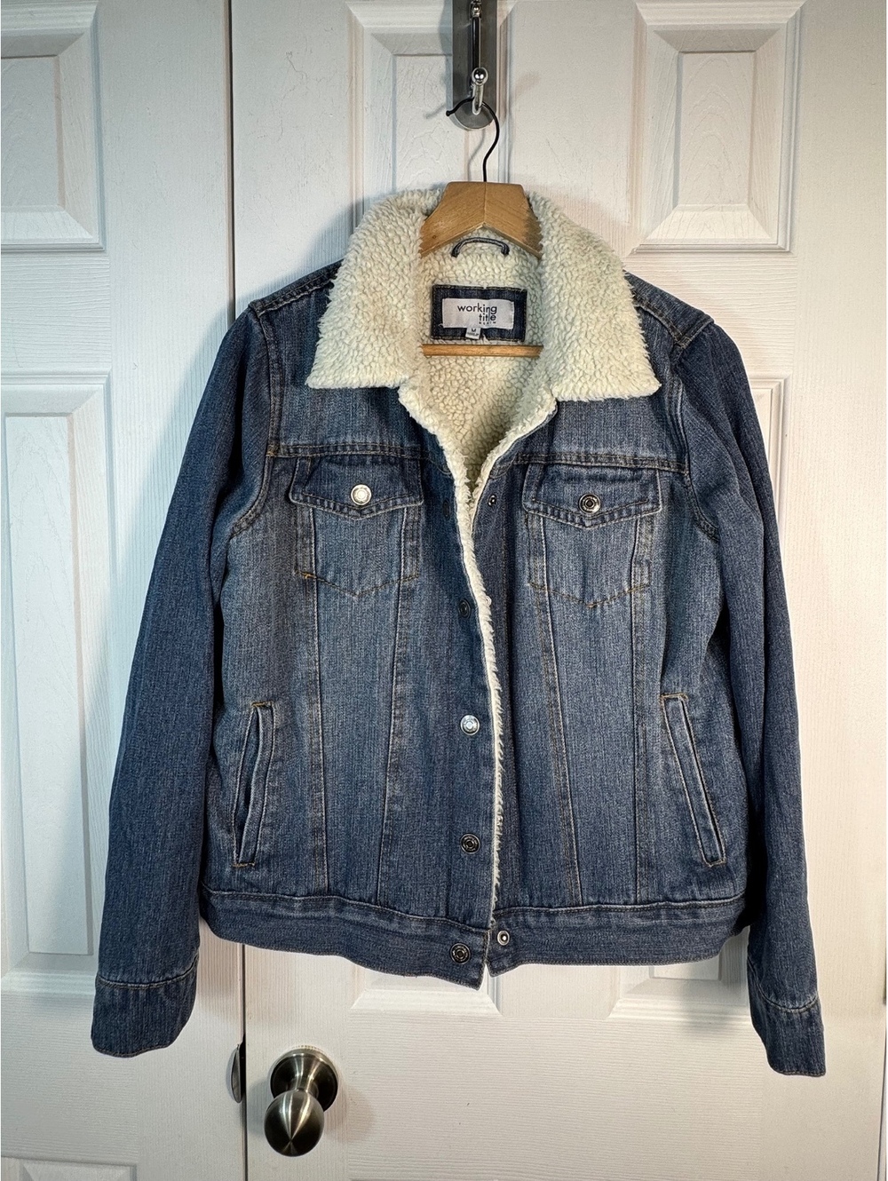 Working Title Denim Jacket with Faux Fur Lining Medium